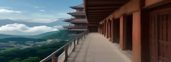 缘之空游戏画面截图，黄昏时分神社鸟居前的剪影场景，珊瑚粉与橘金色的天空交织，画面充满日式乡愁美感